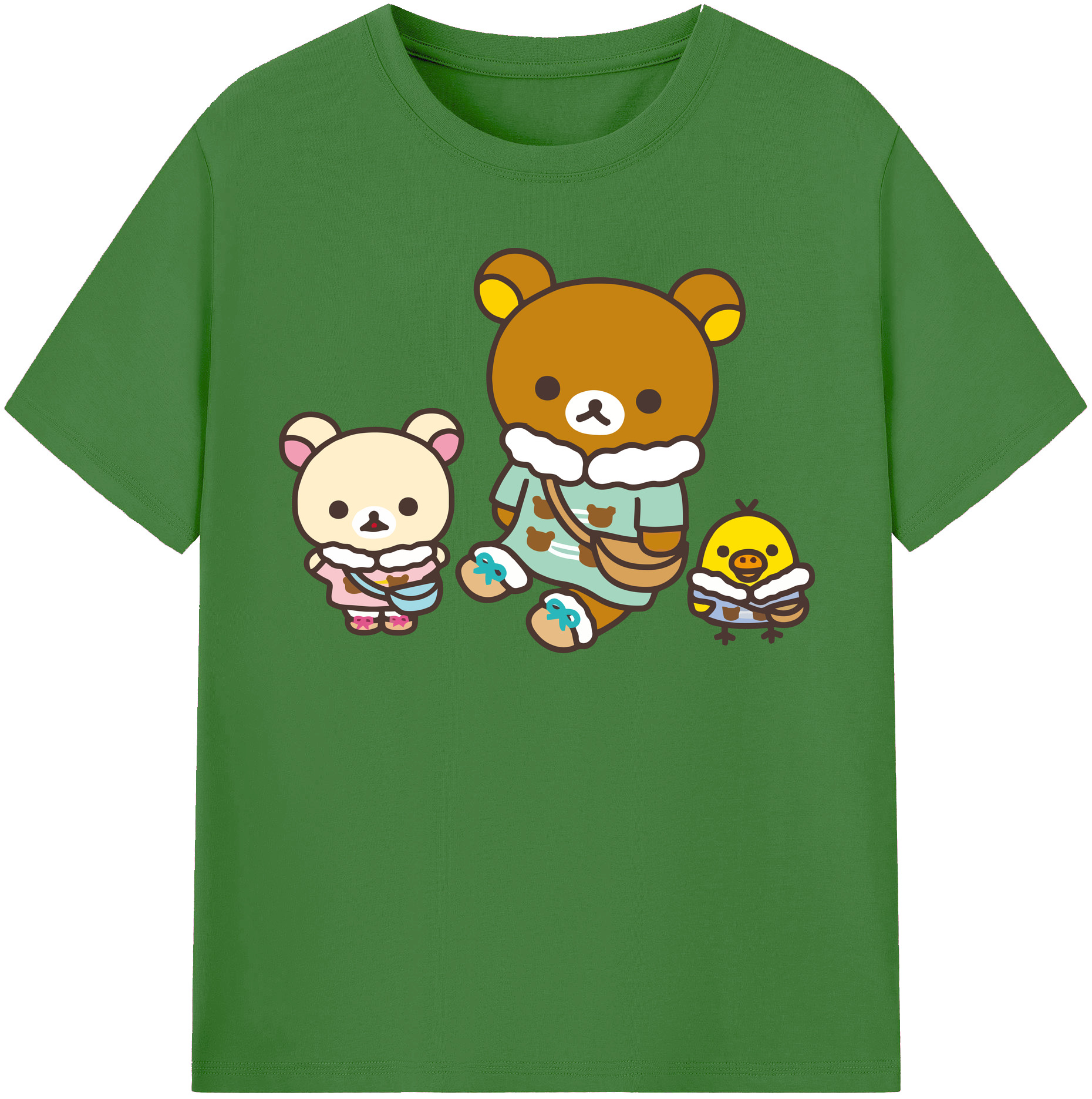 （画像用） リラックマ リラックマ キイロイトリ Rilakkuma Korilakkuma Kiiroitori レディースカジュアルプリントTシャツ（綿100％）